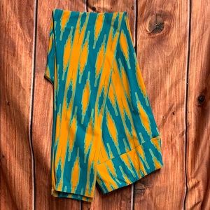 LuLaRoe teal & orange print leggings size large